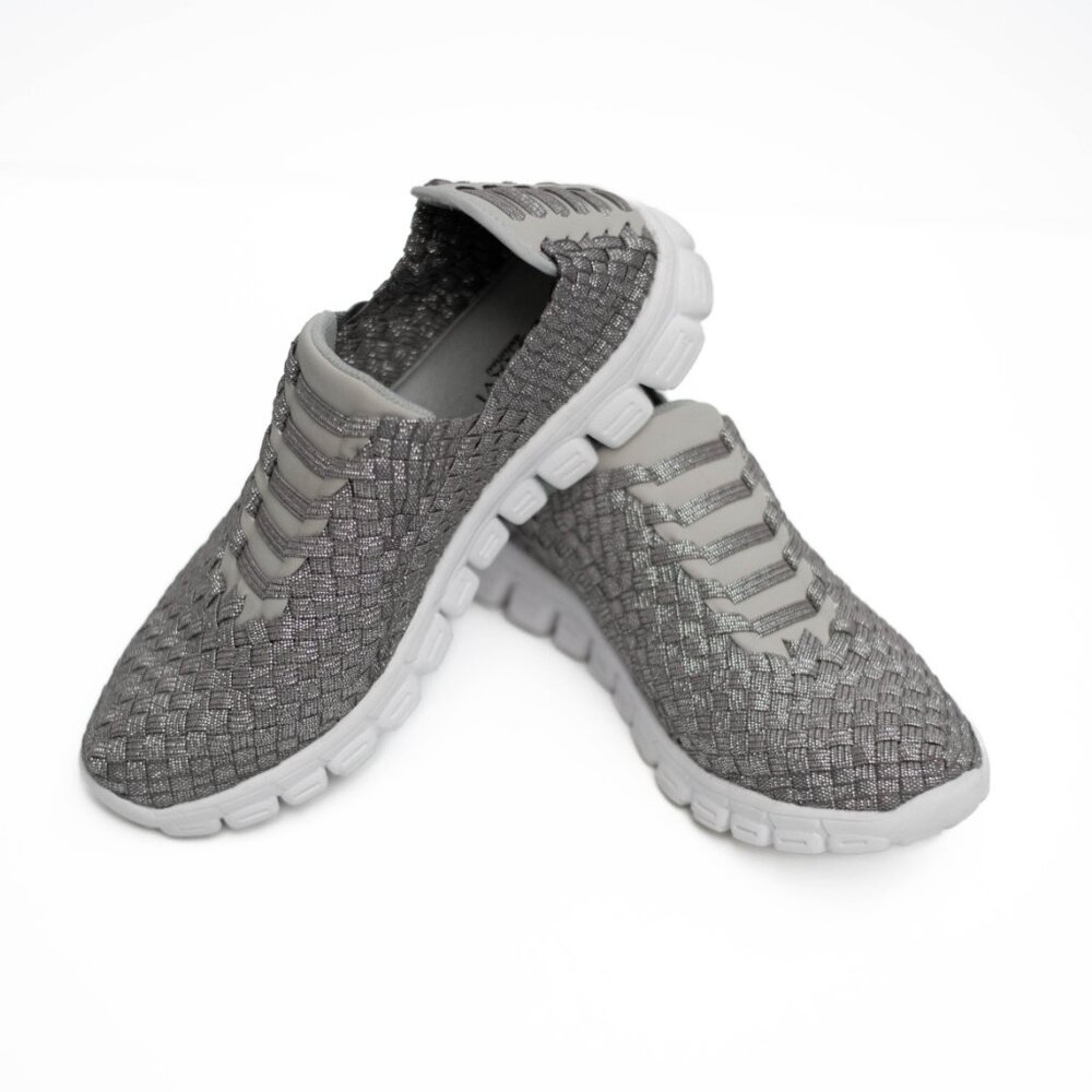 Bonavi Women’s Antistress Silver Woven‎ Stretch Slip-On Shoes 6.5 US Lightweight